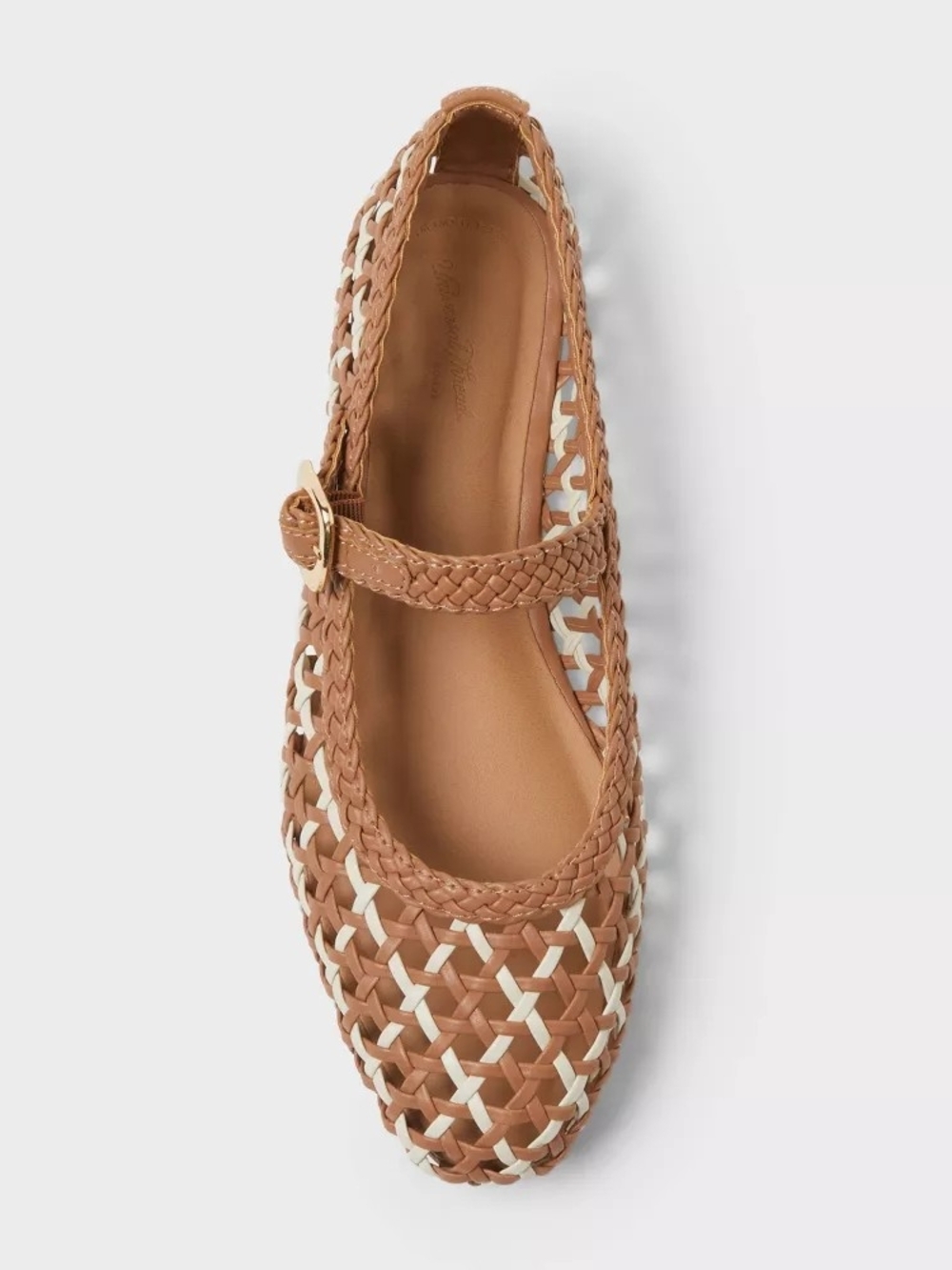 Universal Thread Tan and White Braided Mary Jane Flat